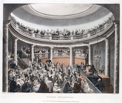 Surrey Institution, Blackfriars, from Ackermanns Microcosm of London, 1808 by T. and Pugin Rowlandson